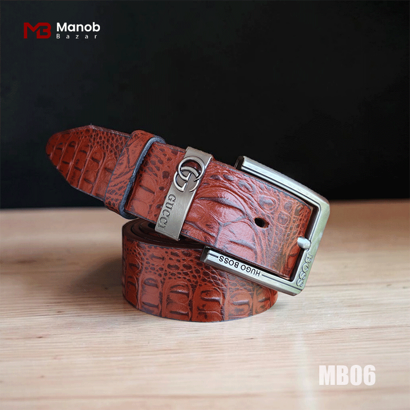 Luxury Crocodile Pattern Leather Belt for Men – MB06