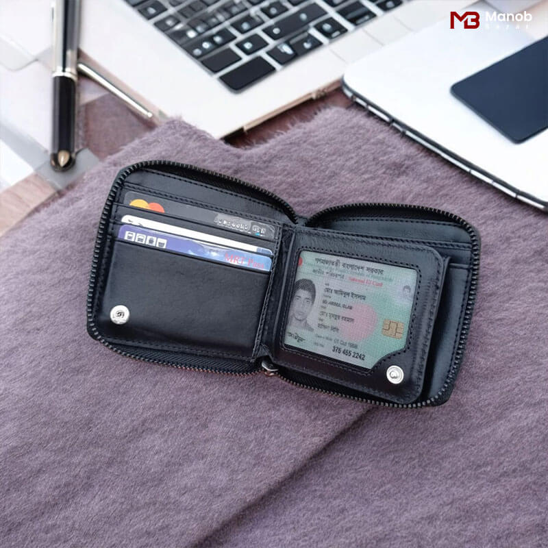 Elegant Round Zipper Leather Wallet MW15