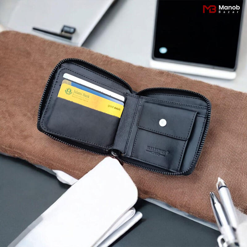 Elegant Round Zipper Leather Wallet MW15