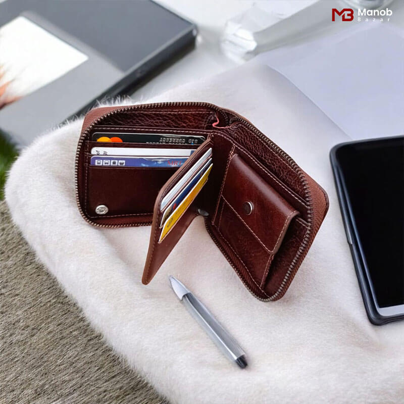 Elegant Round Zipper Leather Wallet MW15