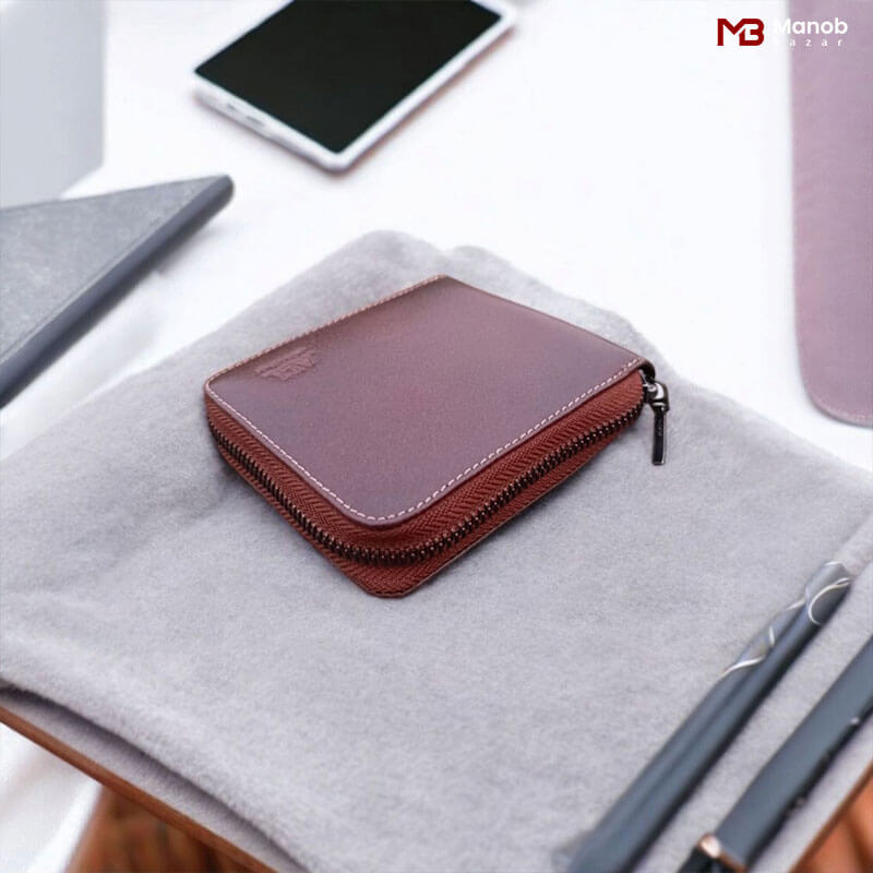 Elegant Round Zipper Leather Wallet MW15