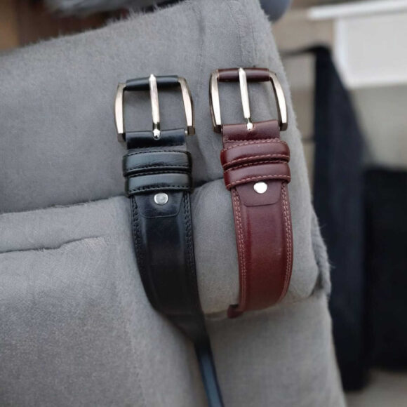 leather Belt Black and Chocolate